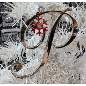North Pole Monogram "P" Snowflake Charm Christmas Ornament NWT